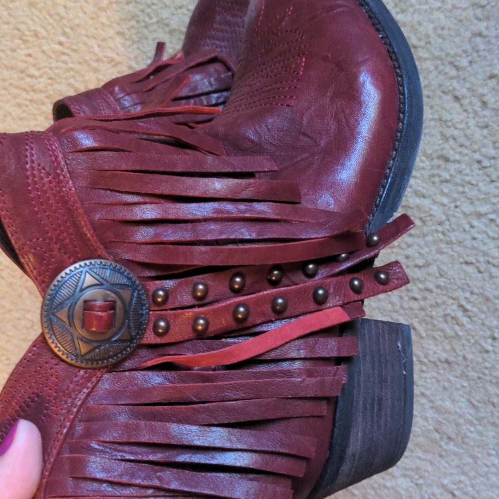 San Edelman Fringed Ankle Boots 7